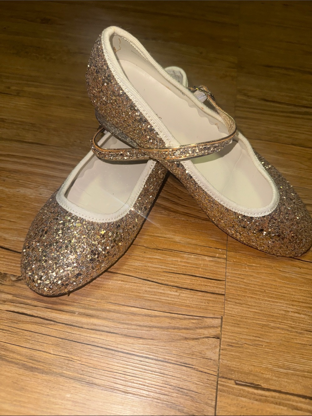 Crewcuts Girls Gold Glitter Mary Janes